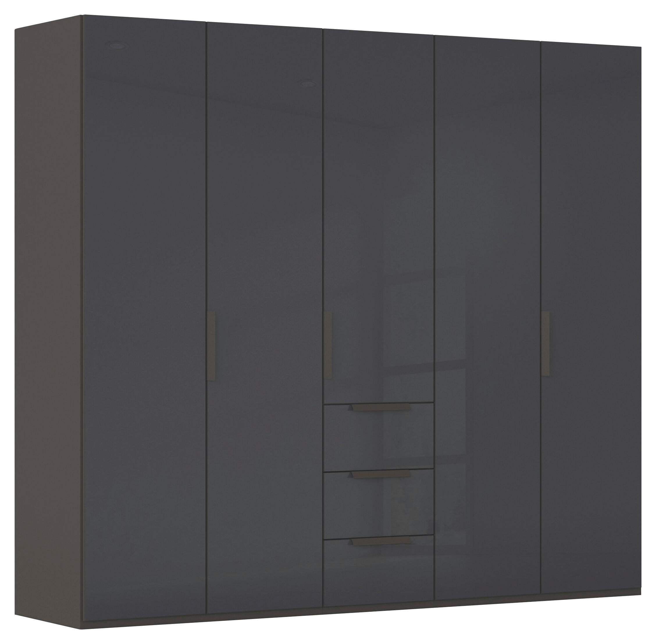 DREHTÜRENSCHRANK 251/235/61 cm,  in Graphitfarben, 5-türig  - Graphitfarben, Basics, Glas/Holzwerkstoff (251/235/61cm) - Novel