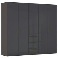 DREHTÜRENSCHRANK 251/223/61 cm,  in Graphitfarben, 5-türig  - Graphitfarben, Basics, Glas/Holzwerkstoff (251/223/61cm) - Novel