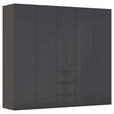 DREHTÜRENSCHRANK 251/223/61 cm,  in Graphitfarben, 5-türig  - Graphitfarben, Basics, Glas/Holzwerkstoff (251/223/61cm) - Novel