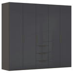 DREHTÜRENSCHRANK 251/223/61 cm,  in Graphitfarben, 5-türig  - Graphitfarben, Basics, Glas/Holzwerkstoff (251/223/61cm) - Novel