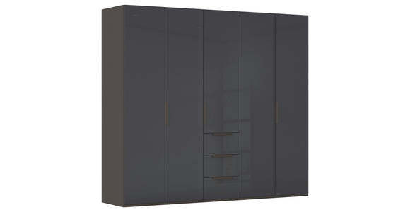 DREHTÜRENSCHRANK 251/223/61 cm,  in Graphitfarben, 5-türig  - Graphitfarben, Basics, Glas/Holzwerkstoff (251/223/61cm) - Novel