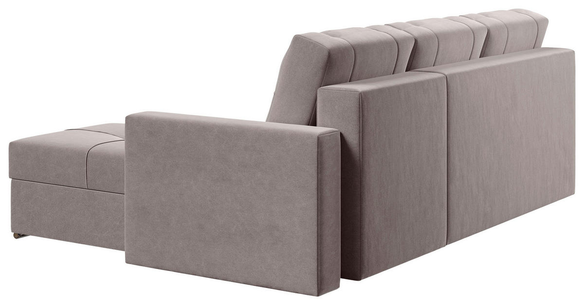 ECKSOFA Taupe Samt  - Taupe/Chromfarben, KONVENTIONELL, Kunststoff/Textil (233/140cm) - Carryhome