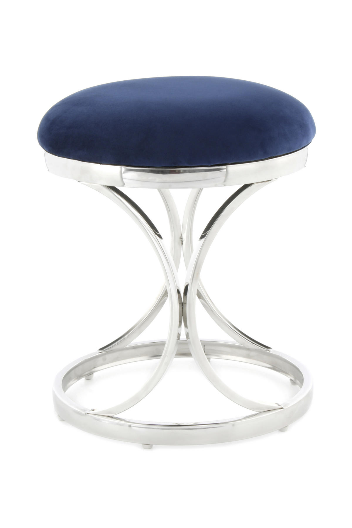 HOCKER in Metall, Textil Blau, Silberfarben  - Blau/Silberfarben, Trend, Textil/Metall (40/49/40cm) - Kayoom