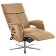 RELAXSESSEL in Leder Honig  - Edelstahlfarben/Honig, Design, Leder/Metall (70/124/85cm) - Cantus