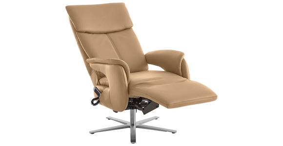 RELAXSESSEL in Leder Honig - Edelstahlfarben/Honig, Design, Leder/Metall (70/124/85cm) - Cantus