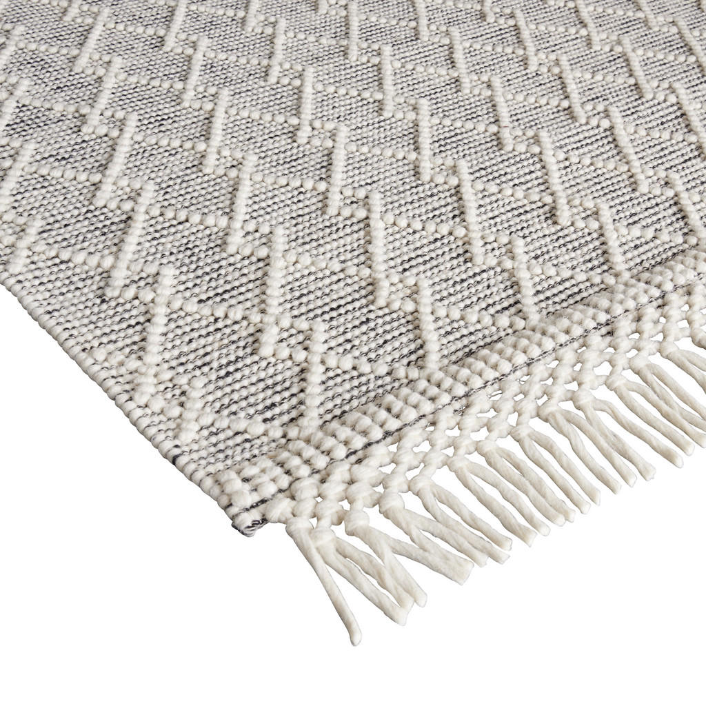 Thumbnail - Linea Natura Handwebteppich Sylt, Weiß, Beige, Textil, Mosaik, rechteckig, 160x230 cm, Care & Fair, AZO-frei, Handmade i...