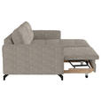 ECKSOFA in Flachgewebe, Leinenoptik Hellbraun  - Hellbraun/Schwarz, Design, Textil/Metall (242/170cm) - Xora