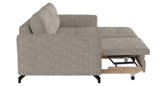 ECKSOFA in Flachgewebe, Leinenoptik Hellbraun  - Hellbraun/Schwarz, Design, Textil/Metall (242/170cm) - Xora