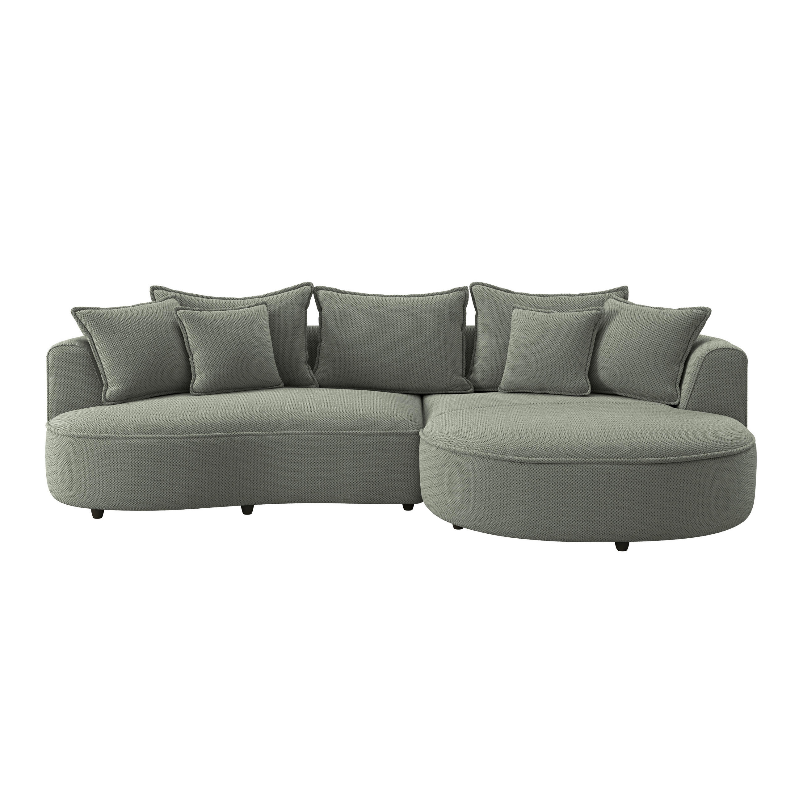 ECKSOFA in Velours, Struktur Grün  - Schwarz/Grün, Modern, Kunststoff/Textil (287/168cm) - Livetastic