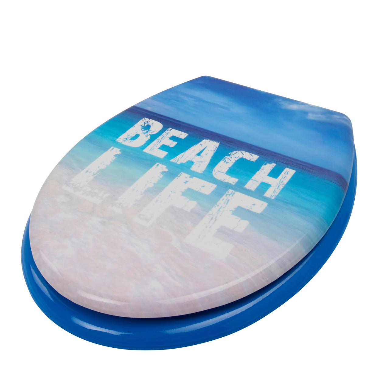 WC-SITZ Blau, Weiß  - Blau/Weiß, Basics, Kunststoff (45/36/5cm)