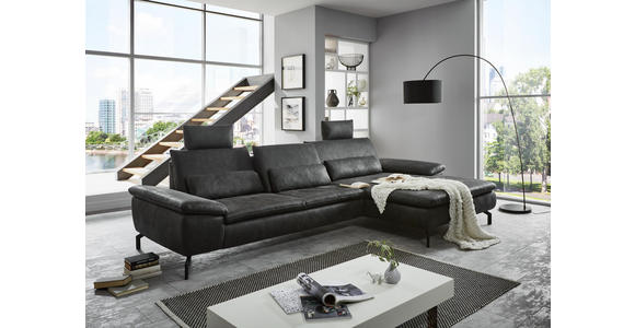 WOHNLANDSCHAFT in Textil Dunkelblau - Schwarz/Dunkelblau, Design, Textil/Metall (341/181cm) - Dieter Knoll