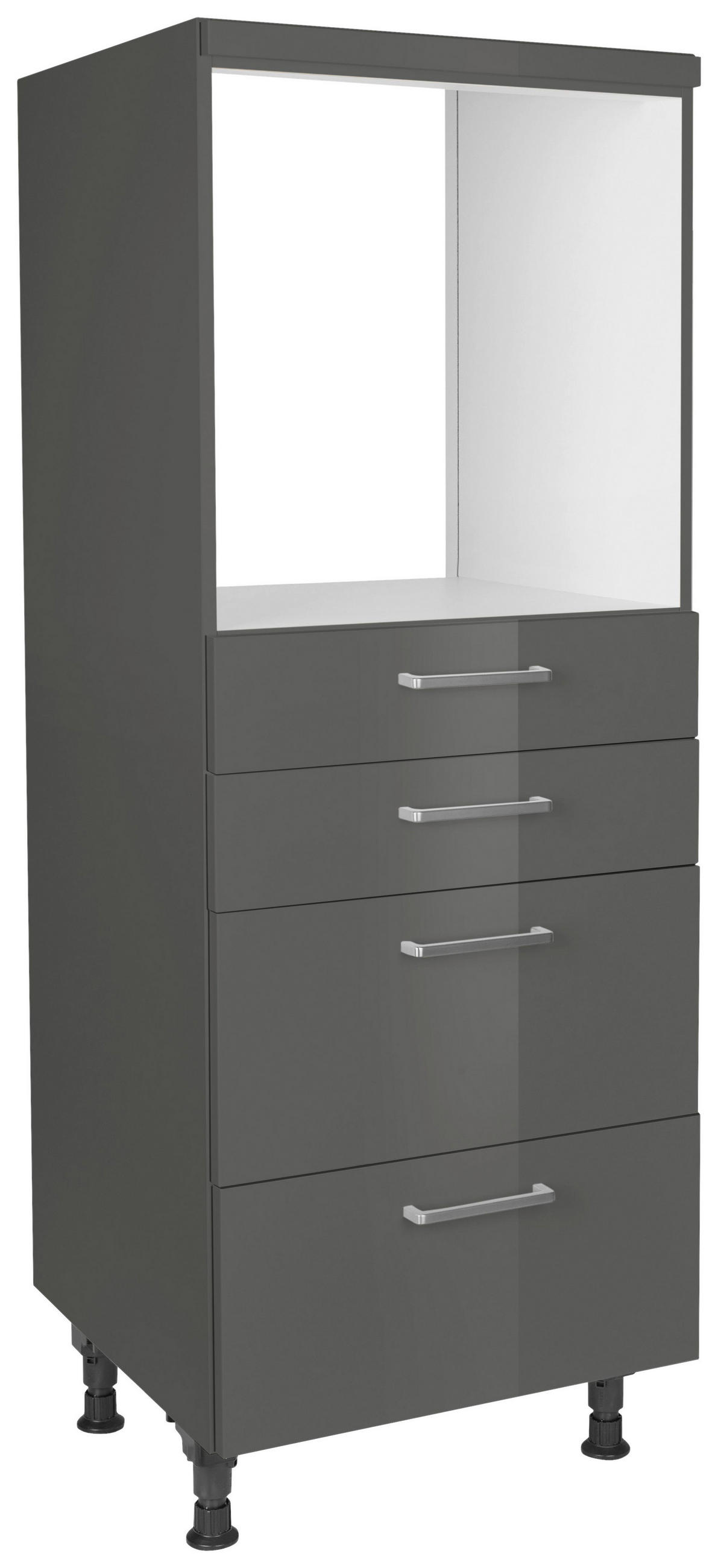 GERÄTEUMBAUSCHRANK 60/168/58 cm  in Schieferfarben  - Schieferfarben/Edelstahlfarben, MODERN, Holzwerkstoff/Metall (60/168/58cm) - Nobilia