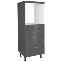 GERÄTEUMBAUSCHRANK 60/168/58 cm  in Schieferfarben  - Schieferfarben/Edelstahlfarben, MODERN, Holzwerkstoff/Metall (60/168/58cm) - Nobilia