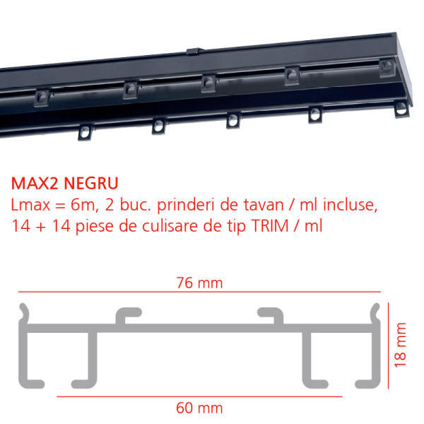 șINĂ PENTRU PERDEA 250 cm