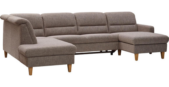 WOHNLANDSCHAFT Cappuccino Flachgewebe  - Eichefarben/Cappuccino, KONVENTIONELL, Holz/Textil (225/335/165cm) - Cantus