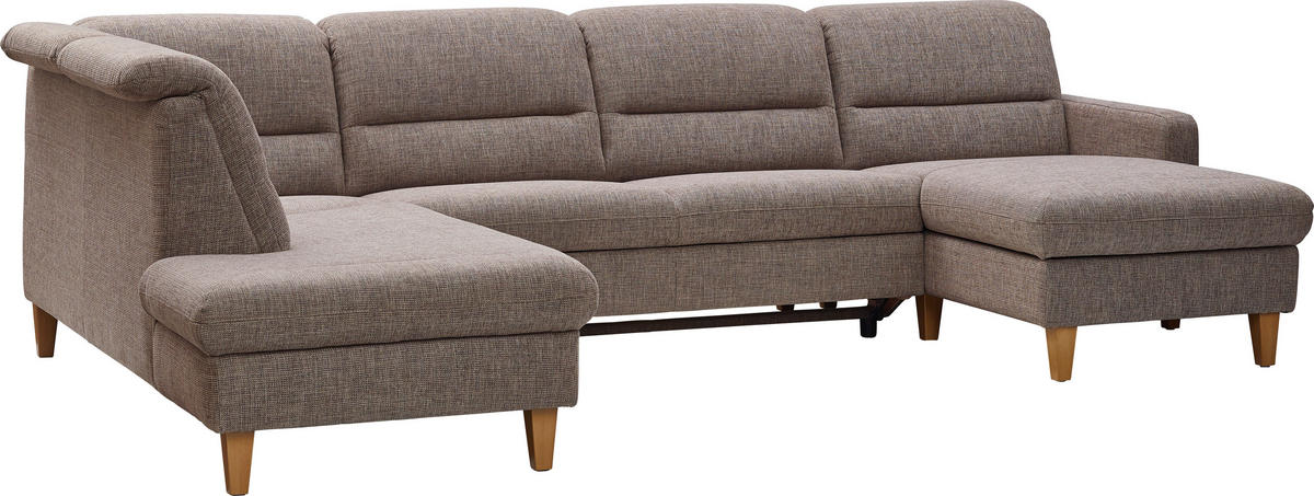 WOHNLANDSCHAFT Cappuccino Flachgewebe  - Eichefarben/Cappuccino, KONVENTIONELL, Holz/Textil (225/335/165cm) - Cantus