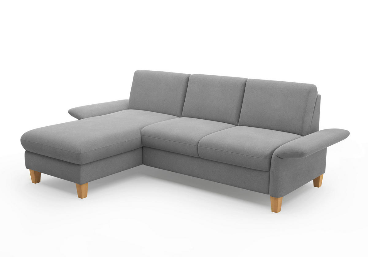 ECKSOFA ROCHELLE E Grau Flachgewebe  - Eichefarben/Grau, KONVENTIONELL, Holz/Textil (164/251cm) - Sit & More