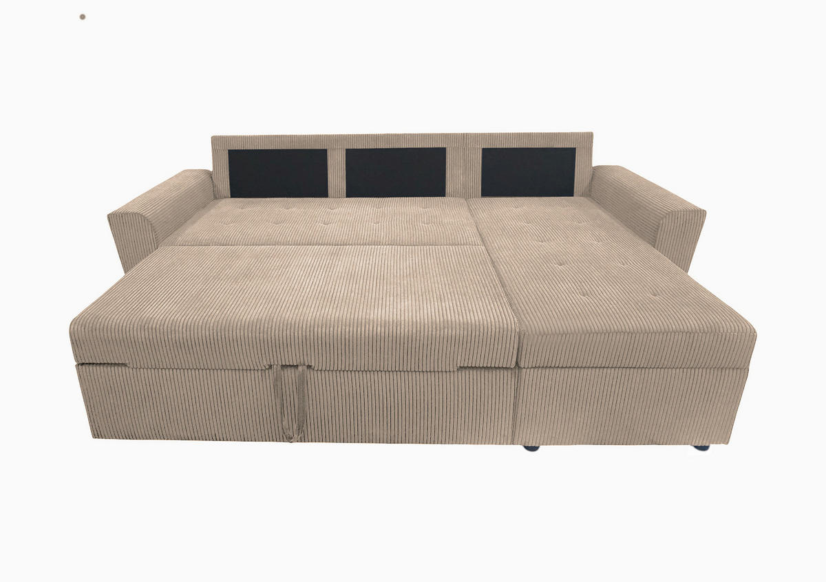 ECKSOFA in Cord Taupe  231/155 cm  - Taupe/Schwarz, Design, Kunststoff/Textil (231/155cm) - MID.YOU
