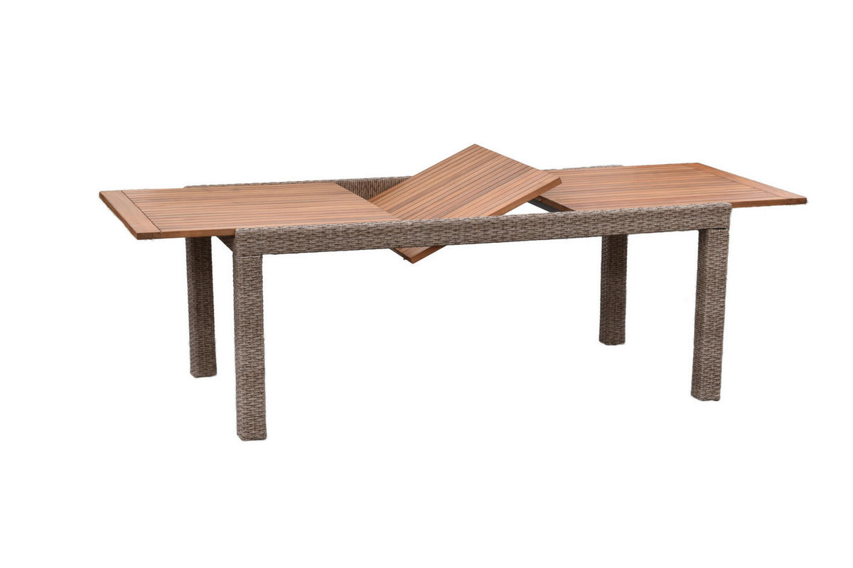 GARTENTISCHGRUPPE Akazie Hartholz Stahl  - Beige/Beigebraun, KONVENTIONELL, Holz/Kunststoff - Gardenson