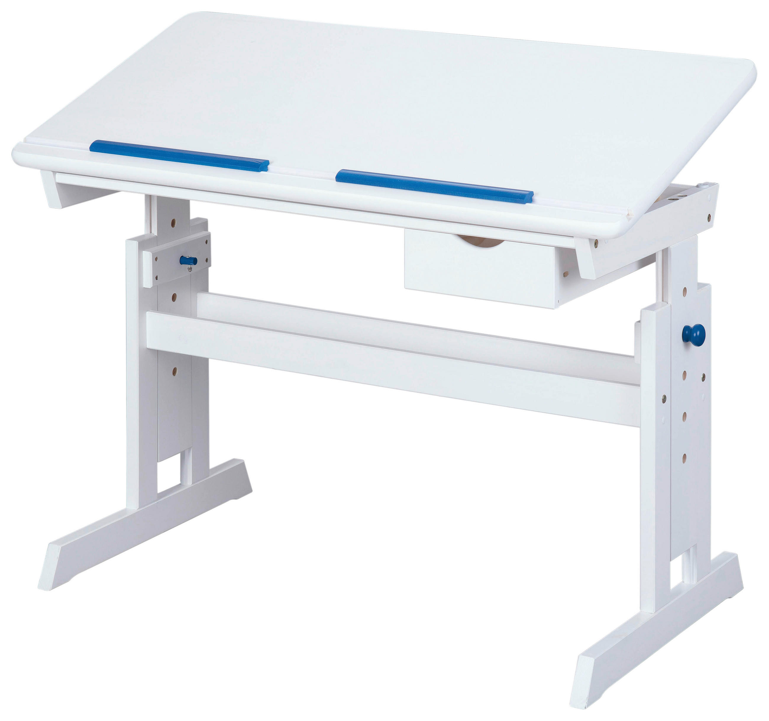 SKRIVBORD UNGDOM 109/55/63-96 cm  i vit, rosa, blå  - vit/blå, Basics, trämaterial/trä (109/55/63-96cm) - MID.YOU