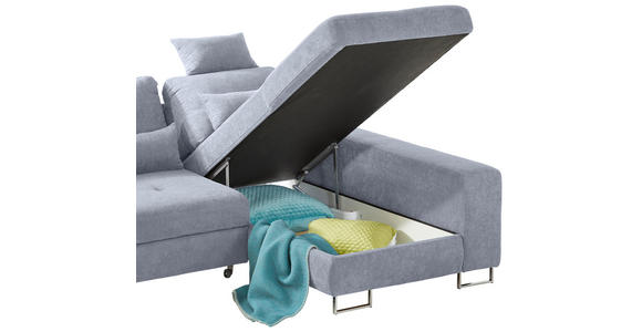 ECKSOFA in Flachgewebe Grau  - Grau, Design, Textil/Metall (260/188cm) - Hom`in