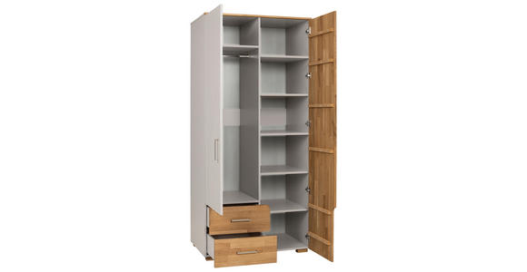 DREHTÜRENSCHRANK  in Grau, Eichefarben  - Eichefarben/Silberfarben, KONVENTIONELL, Holz/Holzwerkstoff (98/212/60cm) - Cantus