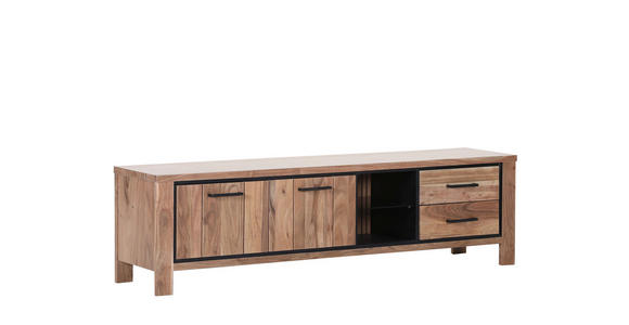 LOWBOARD  in 180/55/44 cm  - Schwarz/Akaziefarben, LIFESTYLE, Glas/Holz (180/55/44cm) - Landscape