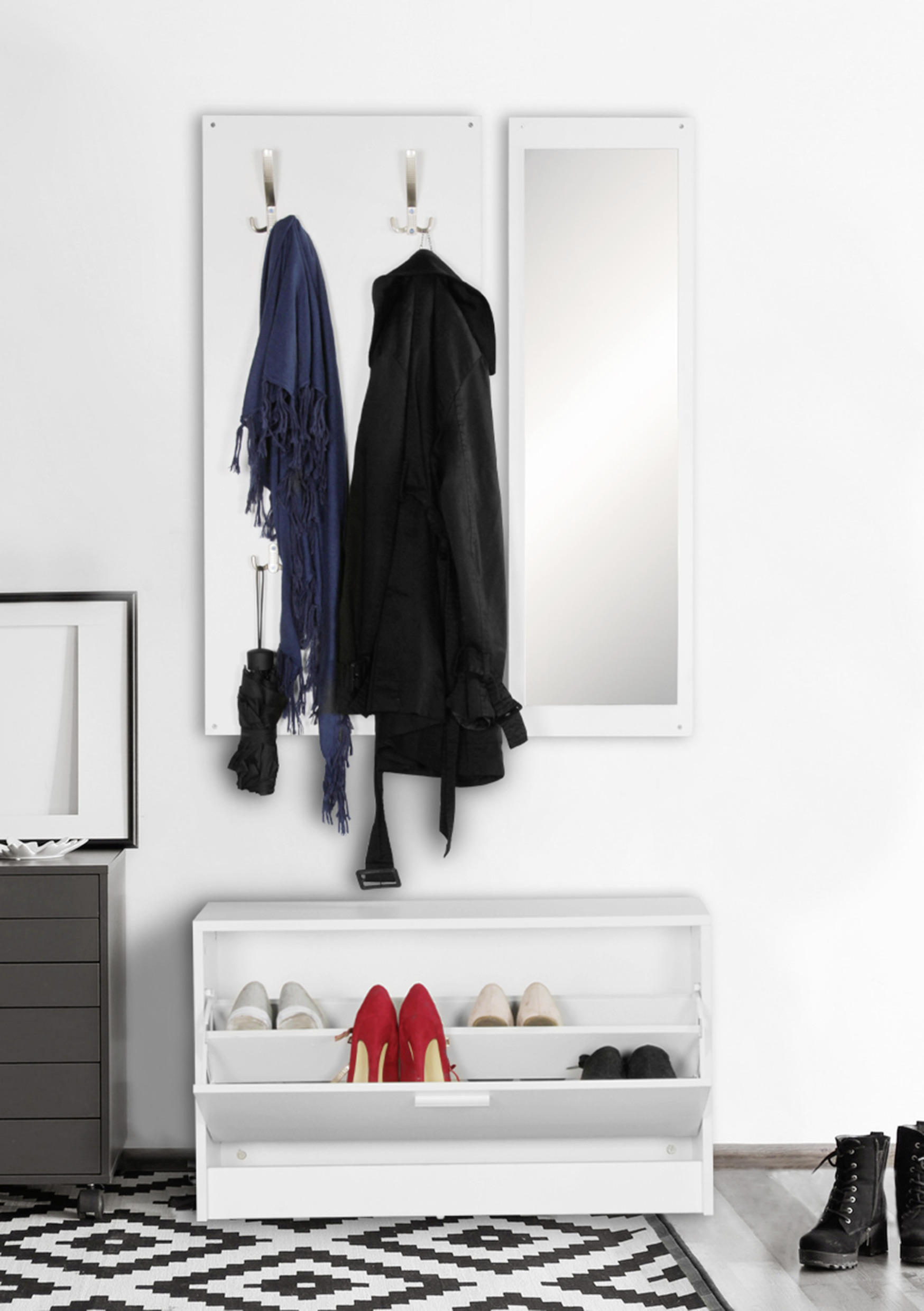 Thumbnail - Mid.you Garderobe, Holzwerkstoff, 3-teilig, 80x147x27 cm, Garderobe, Garderoben-Sets & Serien, Garderoben-Sets