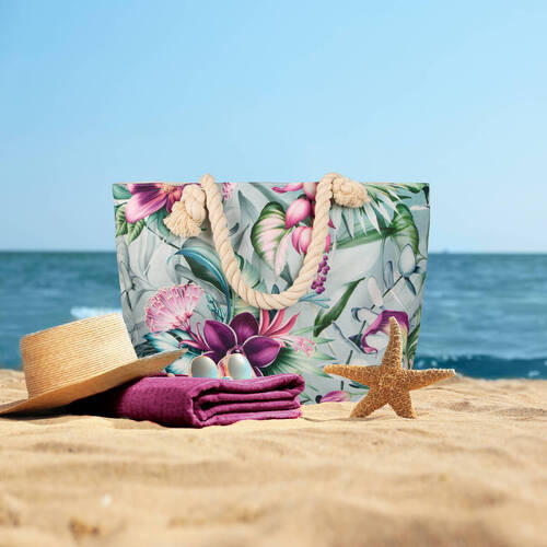 STRANDTASCHE - Jadegrün/Grün, KONVENTIONELL, Textil (43/60cm)
