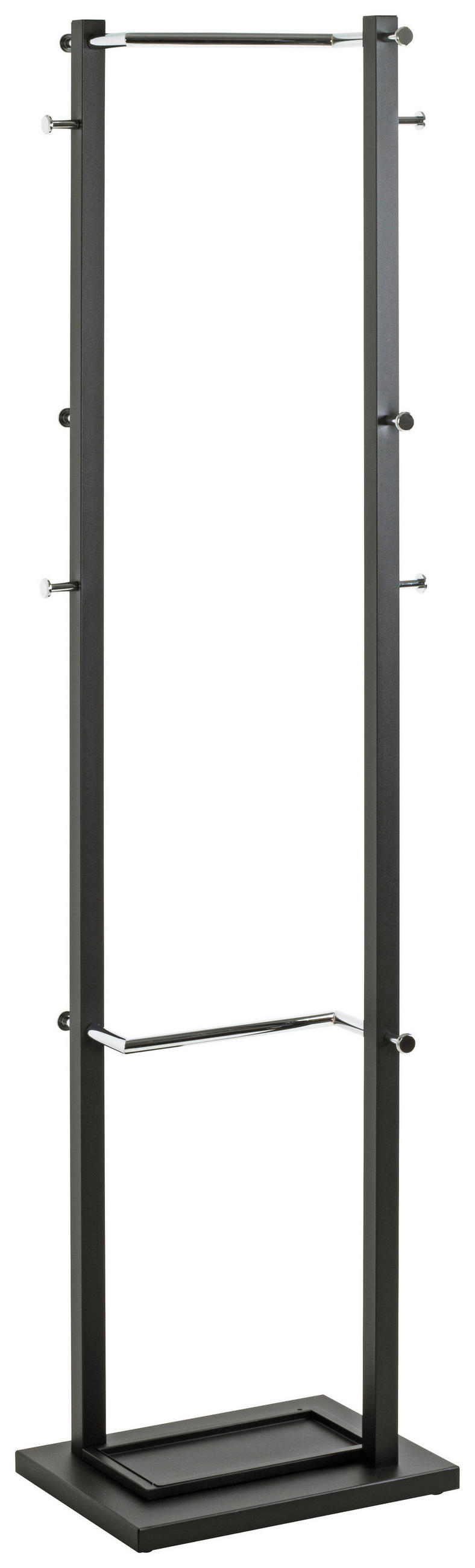 GARDEROBENSTÄNDER in Schwarz, Chromfarben 40/175/30 cm   - Chromfarben/Schwarz, Design, Metall (40/175/30cm)