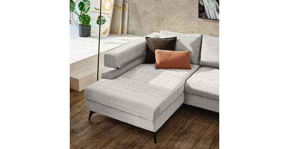 ECKSOFA Creme Chenille  - Creme/Schwarz, KONVENTIONELL, Textil/Metall (184/265cm) - Hom`in