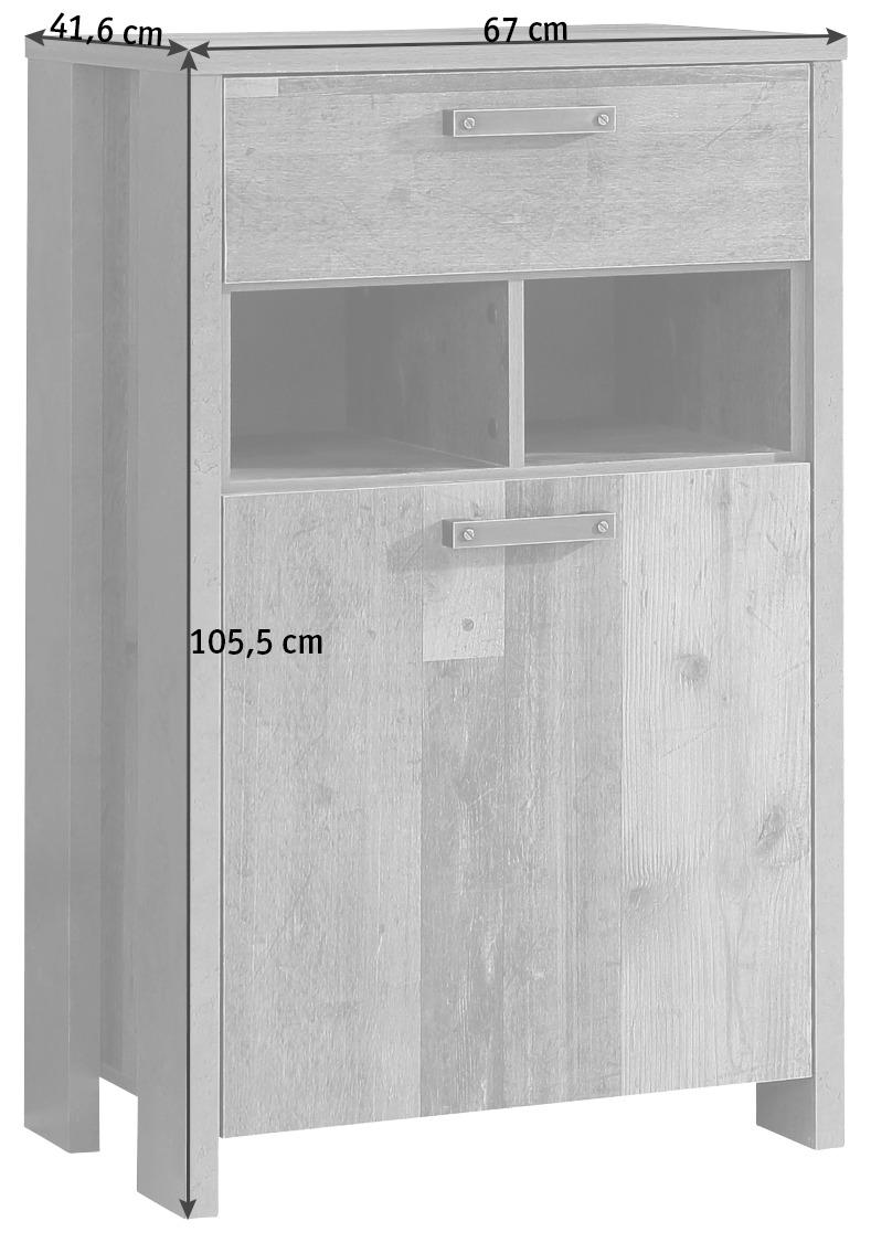 SKRINKA NA TOPÁNKY, hnedá, tmavosivá, 67/108,1/41,6 cm - hnedá/čierna, Trend, kompozitné drevo/plast (67/108,1/41,6cm) - Carryhome