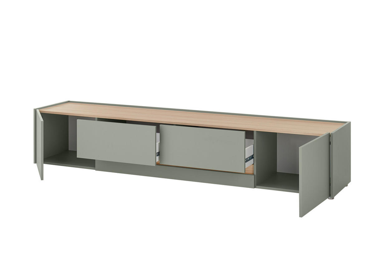 LOWBOARD  223/42/45 cm 2 Schublade(n) Beimöbel erhältlich, stehend  - Eichefarben/Schwarz, Design, Holzwerkstoff/Kunststoff (223/42/45cm) - Modante