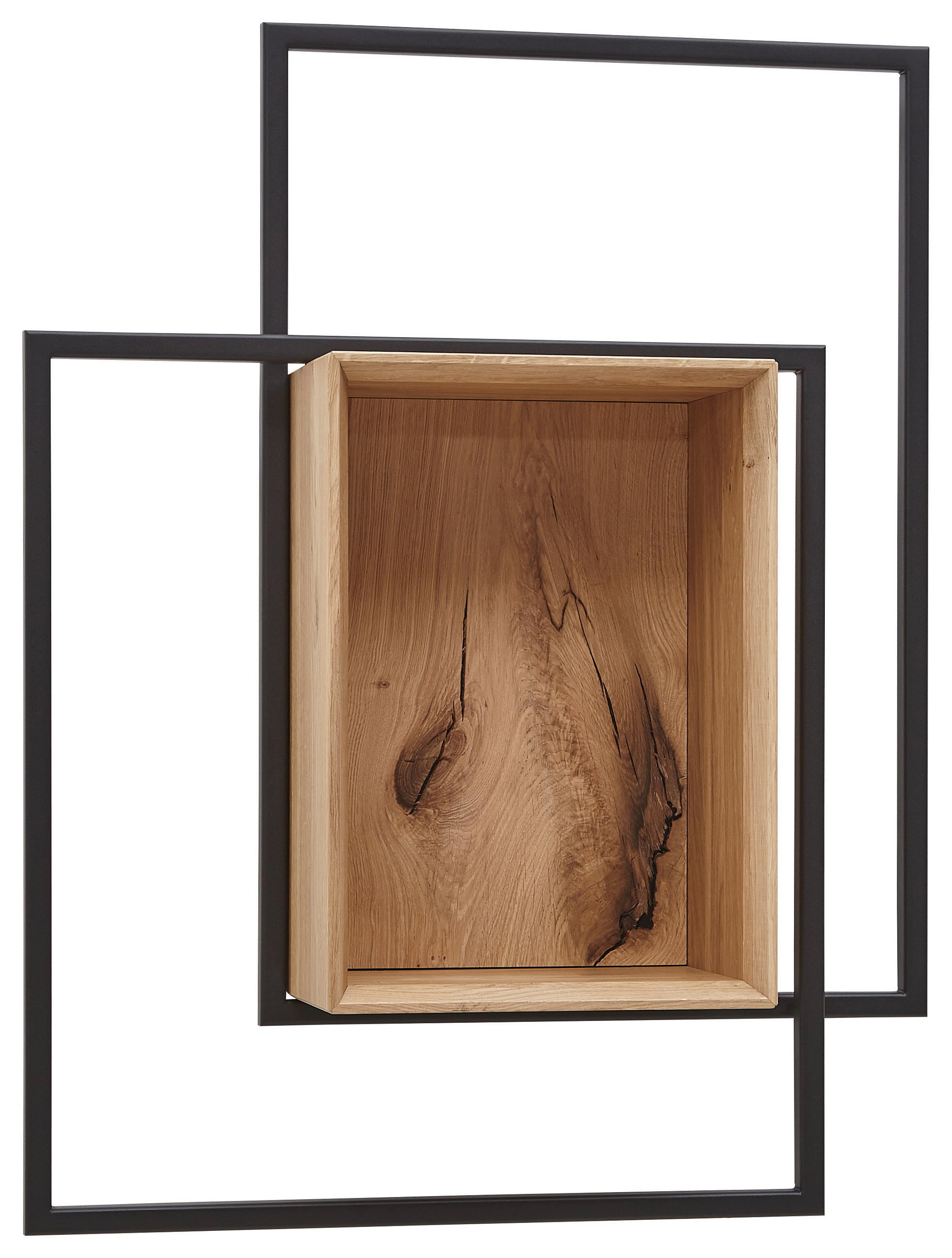 WANDREGAL Wildeiche, Balkeneiche massiv Eichefarben - Eichefarben, Natur, Holz/Metall (72/91/25cm) - Valnatura