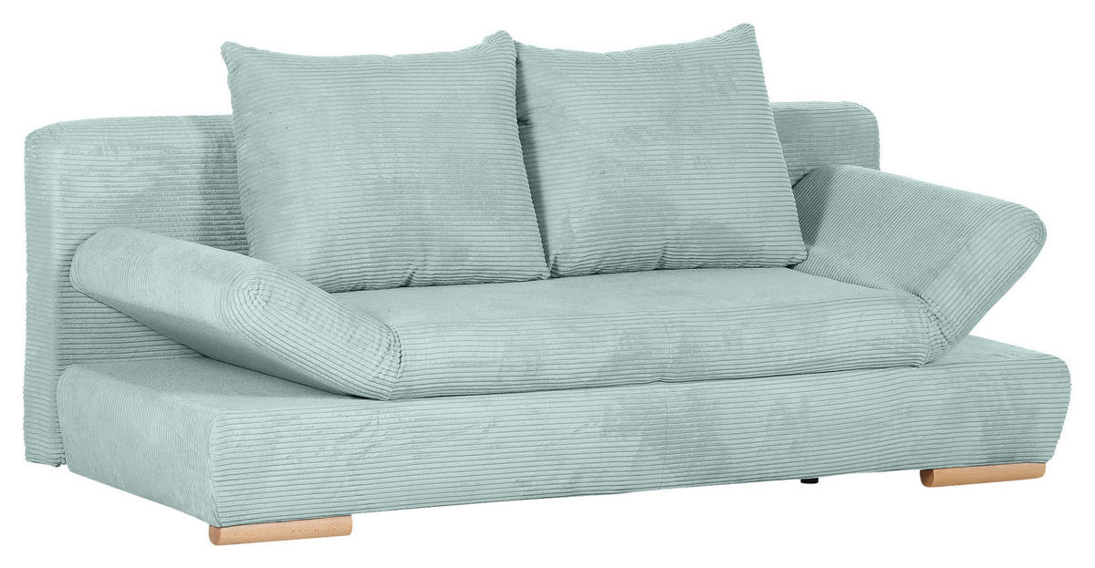 SCHLAFSOFA  mit Rücken echt, Liegefunktion Cord Mintgrün  - Naturfarben/Mintgrün, KONVENTIONELL, Holz/Textil (200/75/92cm) - home24