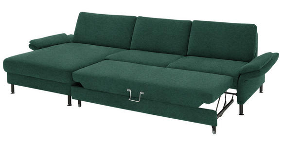 ECKSOFA  in Chenille, Flachgewebe Waldgrün  175/316 cm  - Waldgrün/Schwarz, Design, Textil/Metall (175/316cm) - Dieter Knoll