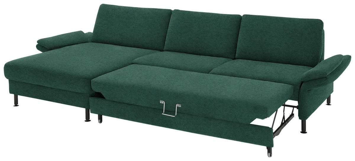 ECKSOFA  in Chenille, Flachgewebe Waldgrün  175/316 cm  - Waldgrün/Schwarz, Design, Textil/Metall (175/316cm) - Dieter Knoll