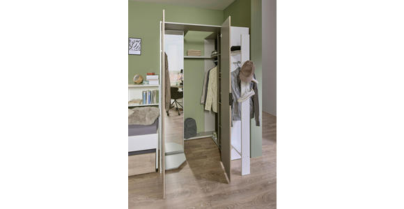 BEGEHBARER ECKSCHRANK 135,2/197/97 cm - Eichefarben/Schwarz, KONVENTIONELL, Holzwerkstoff/Metall (135,2/197/97cm) - Carryhome