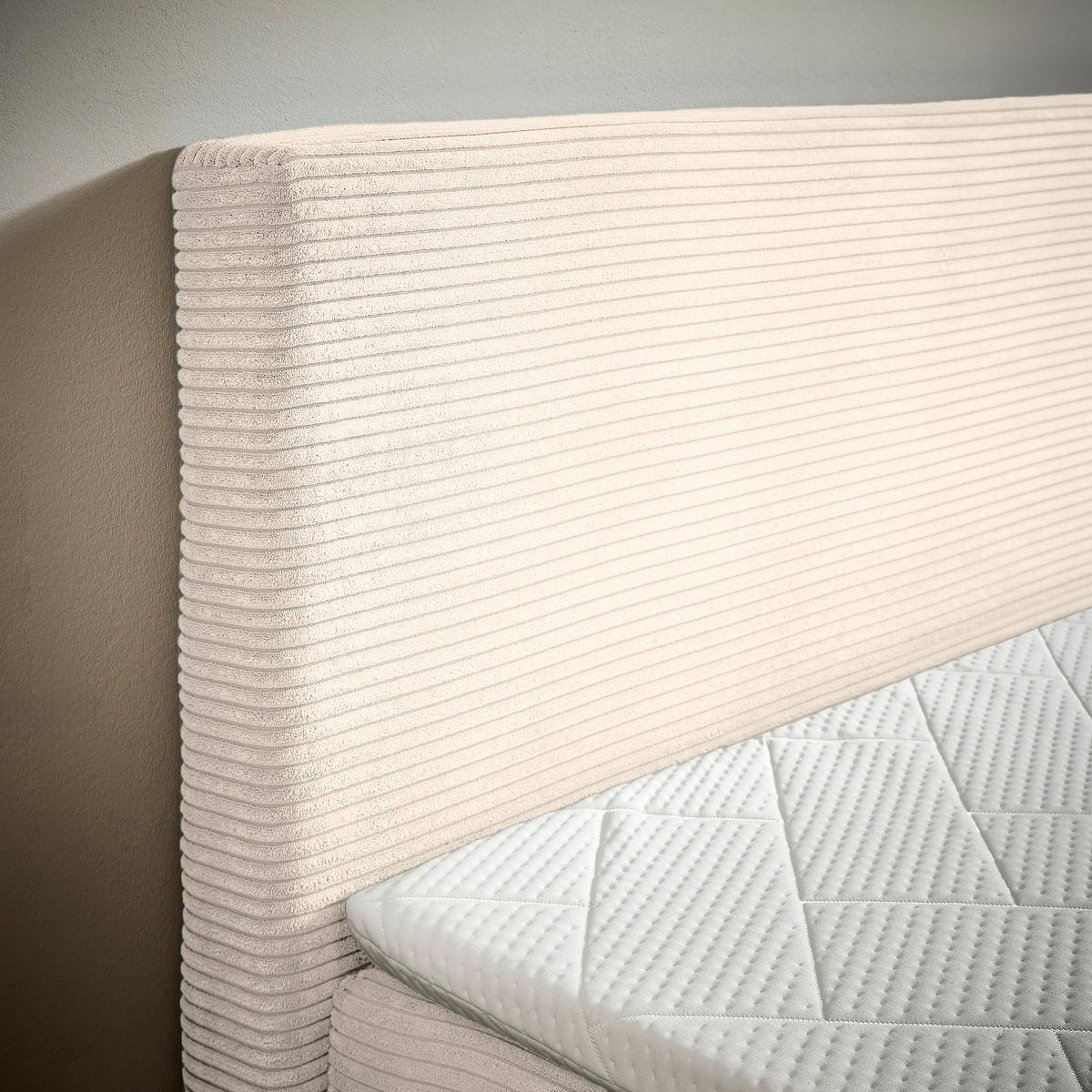 BOXBETT 180/200 cm,  in Beige, Kissen, Bettkasten, Topper, H3 + H3 = fest  - Beige/Schwarz, Design, Kunststoff/Textil (180/200cm) - Chameo