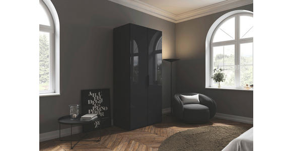 DREHTÜRENSCHRANK 101/223/61 cm,  in Graphitfarben, 2-türig  - Graphitfarben, Basics, Glas/Holzwerkstoff (101/223/61cm) - Novel