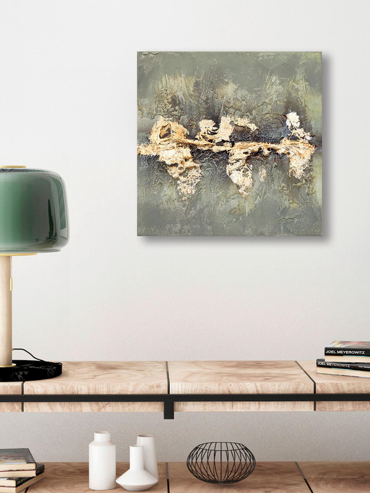 OLEJOMALBA, abstraktní, 30/30 cm  - vícebarevná/světle hnědá, Konvenční, kompozitní dřevo/textil (30/30cm) - Monee