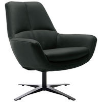 SESSEL in Echtleder Schwarz  - Schwarz, Modern, Leder/Metall (81/92/83cm) - Trendmanufaktur