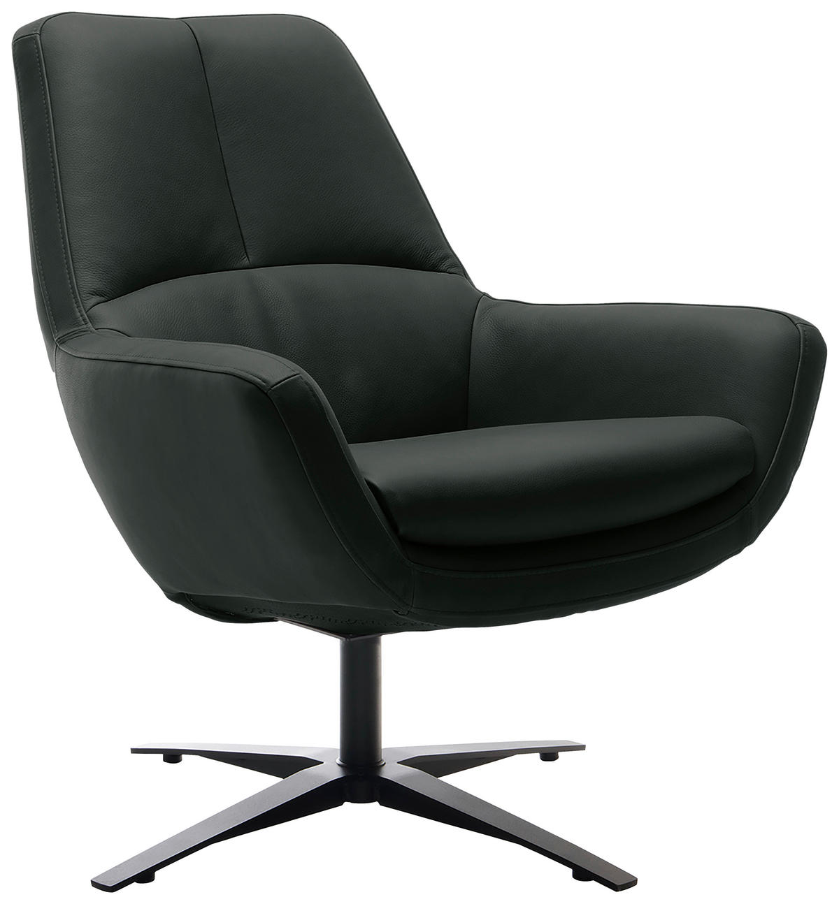 SESSEL in Echtleder Schwarz  - Schwarz, Modern, Leder/Metall (81/92/83cm) - Trendmanufaktur