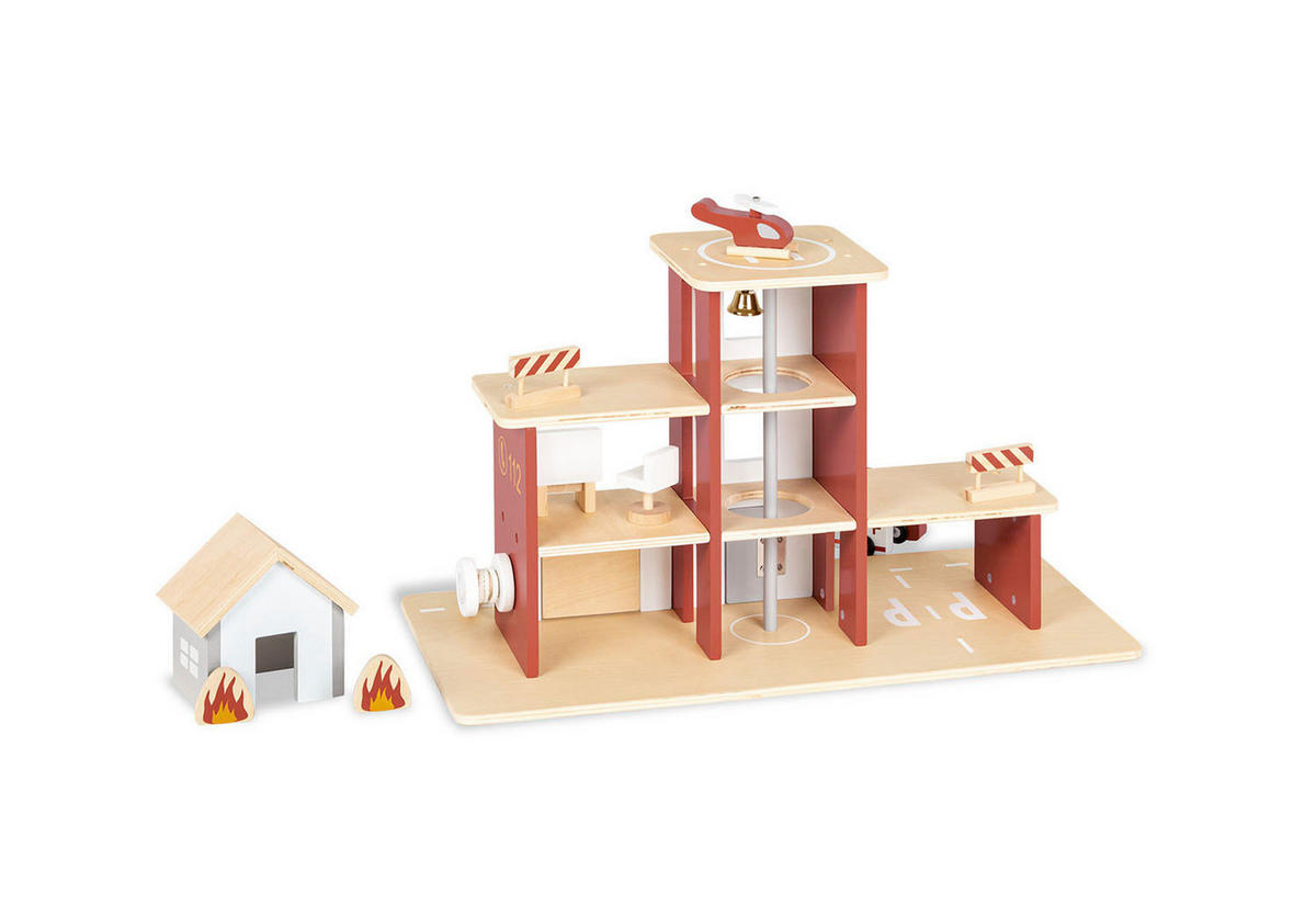 FEUERWEHRSTATION - Multicolor, Basics, Holz (55/32cm) - Pinolino