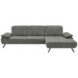 ECKSOFA in Mikrofaser Grau  - Beige/Schwarz, Natur, Holz/Textil (322/201cm) - Voleo