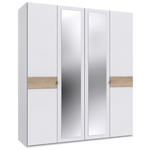 DREHTÜRENSCHRANK  in Weiß, Eichefarben, Hickory  - Eichefarben/Alufarben, KONVENTIONELL, Glas/Holzwerkstoff (180/208/58cm) - Carryhome