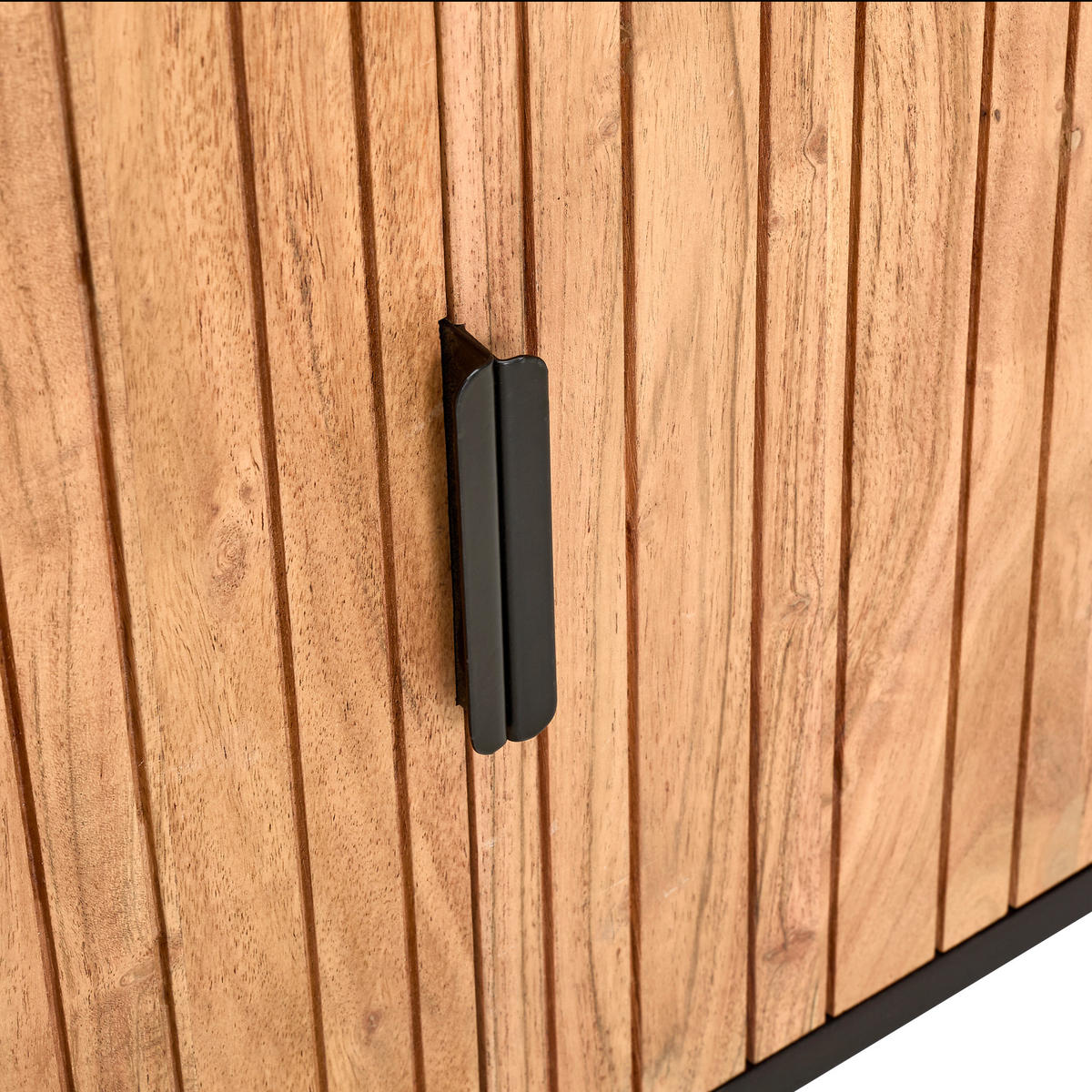 LOWBOARD  in 175/60/40 cm  - Schwarz/Akaziefarben, KONVENTIONELL, Glas/Holz (175/60/40cm) - Livetastic