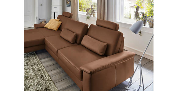 ECKSOFA in Echtleder Braun 176/334 cm - Schwarz/Braun, Design, Leder/Metall (176/334cm) - Dieter Knoll