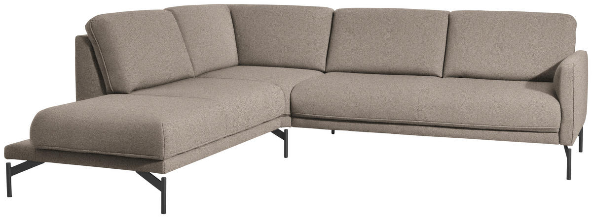 ECKSOFA in Flachgewebe, Struktur Hellbraun  - Hellbraun/Anthrazit, Design, Textil/Metall (230/254cm) - Johann Jakob