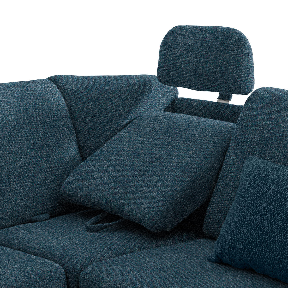 WOHNLANDSCHAFT in Chenille Blau  - Blau/Alufarben, KONVENTIONELL, Kunststoff/Textil (158/322/236cm) - Sedda
